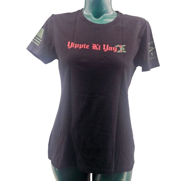 Grunt Style Yippie Ki Yay Christmas Holiday Graphic Tee Tshirt Women's L 3324 - Picture 2 of 7